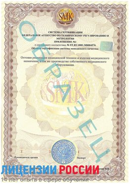 Образец сертификата соответствия (приложение) Искитим Сертификат ISO 13485